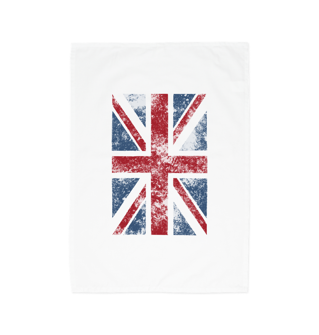 Union Jack Printed Tea Towel Organic Cotton White One Size