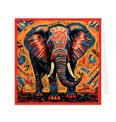 Indian Elephant Greetings Card White 12.5cm x 12.5cm