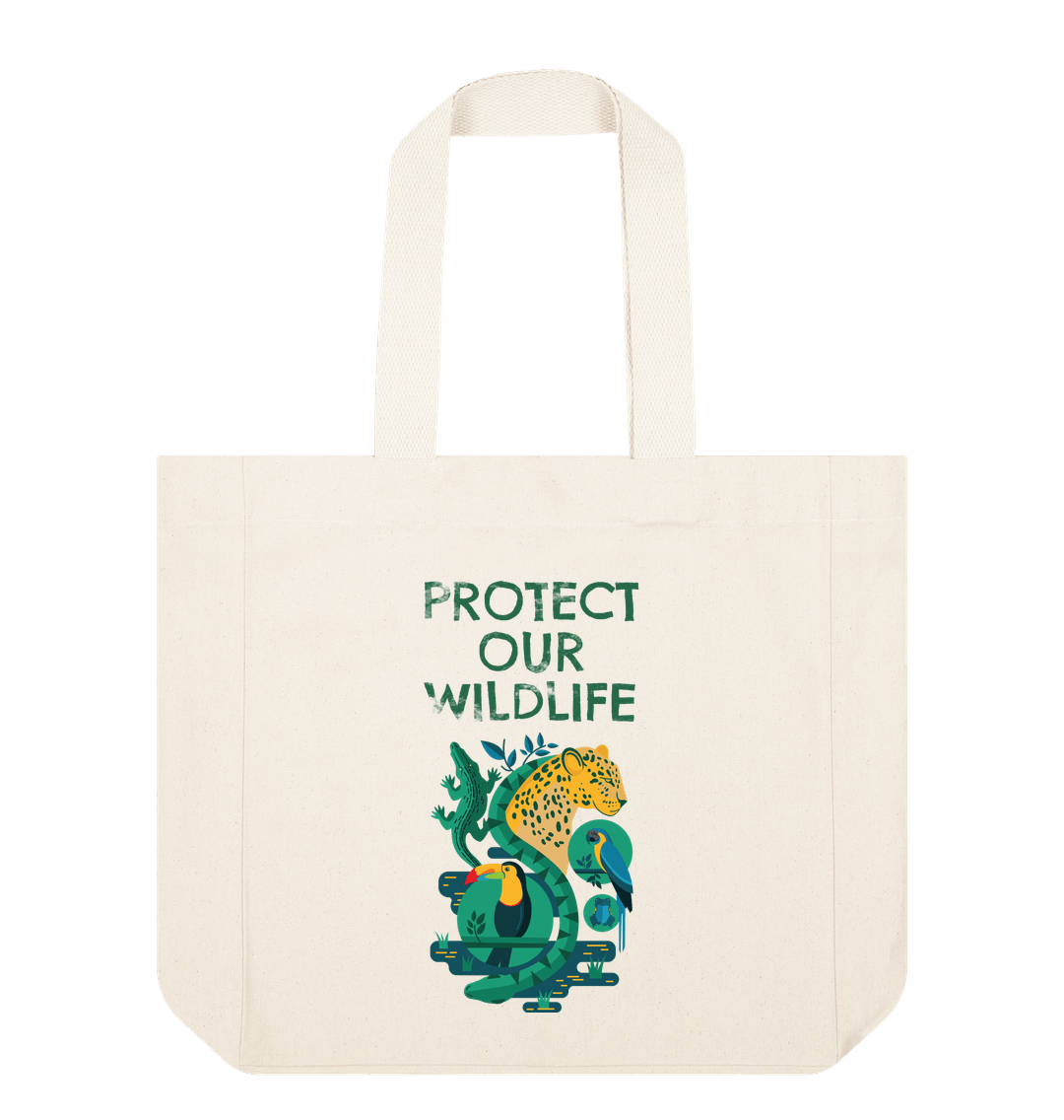 Protect Our Wildlife Organic Cotton Tote Bag Natural One Size