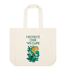 Protect Our Wildlife Organic Cotton Tote Bag Natural One Size