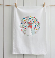 Christmas Snowman Printed Tea Towel