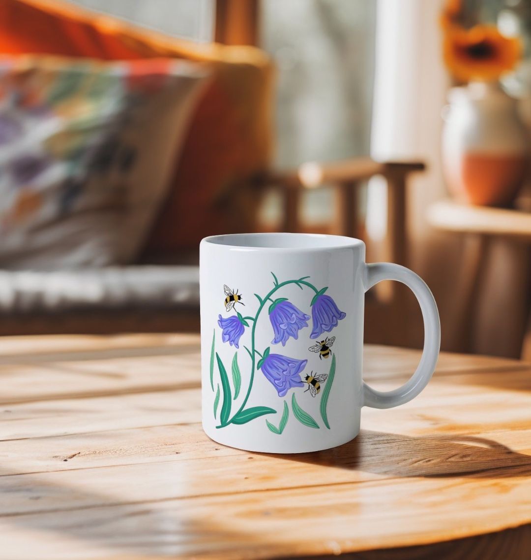 Floral Bluebells Natural Ceramic Mug