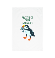 Protect Our Wildlife Puffin Organic Cotton Tea Towel White One Size