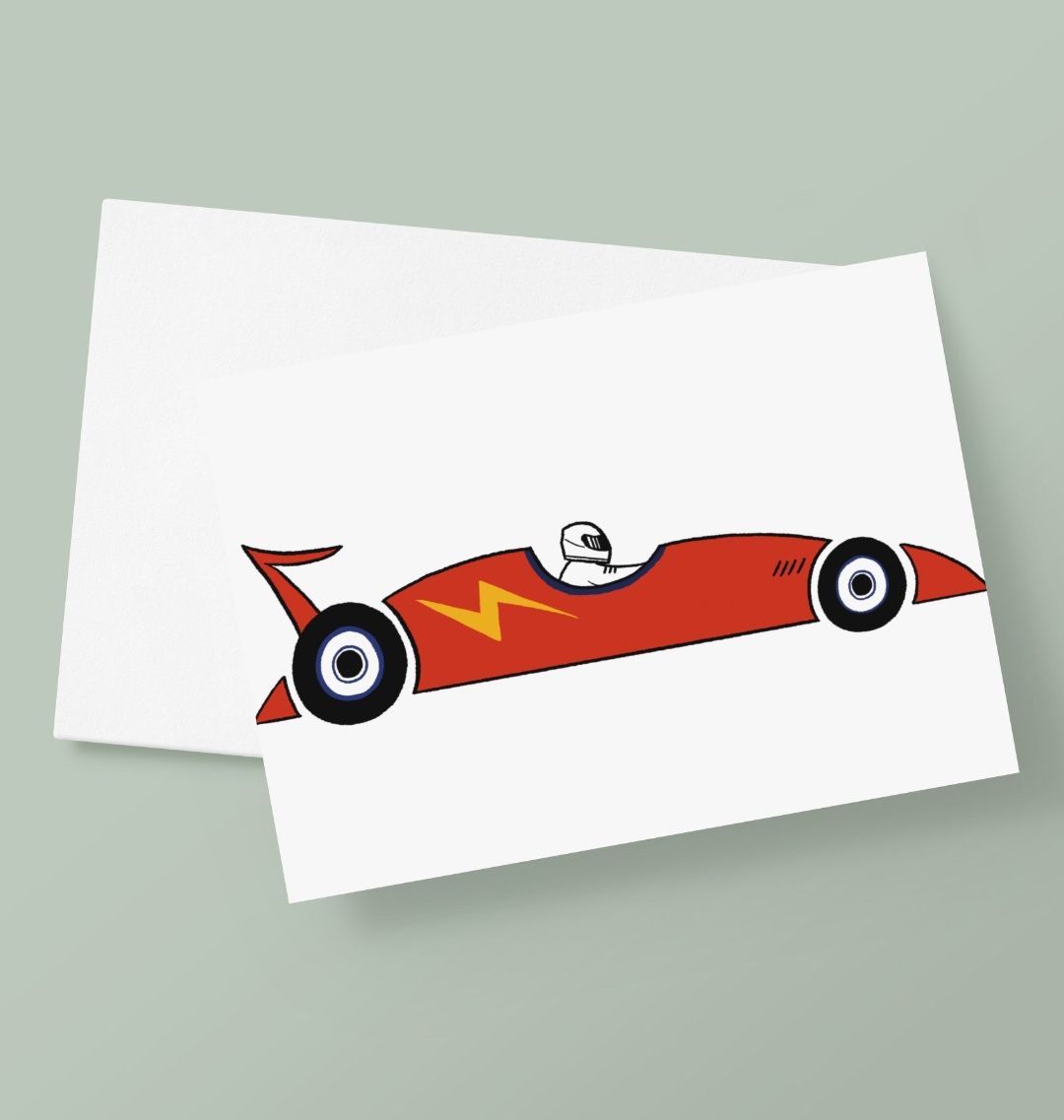 Red Racing Car Greetings Card