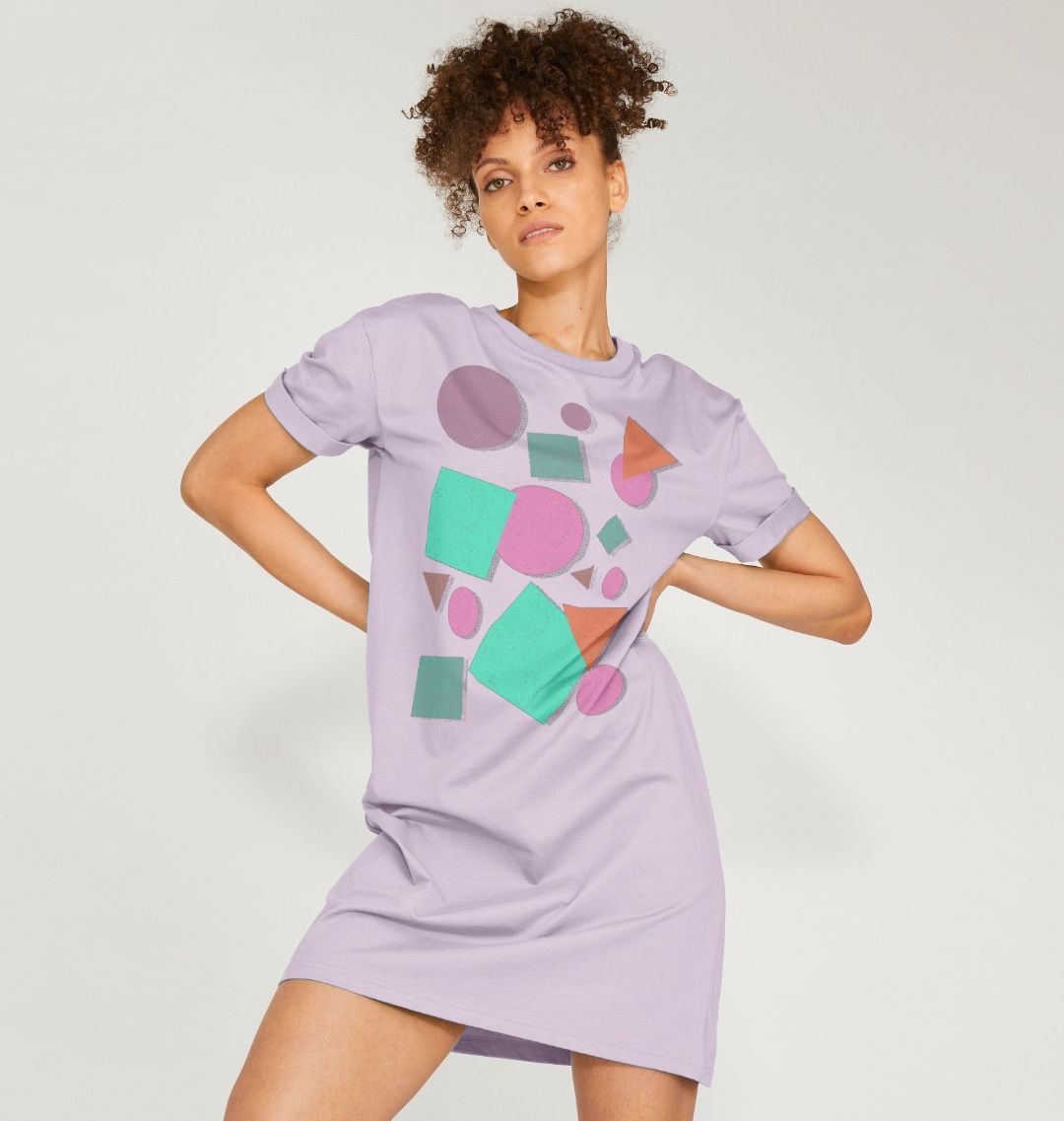 Retro 80s Oversized T Shirt Dress Lilac