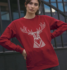 Red Christmas Sweatshirt Reindeer Graphic