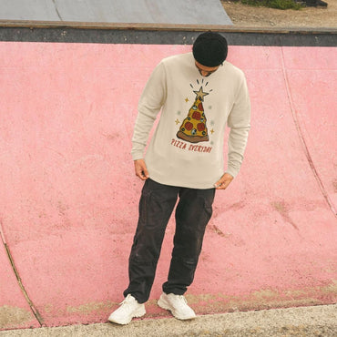 Sweat-shirt de Noël à col ras du cou avec motif pizza au quotidien