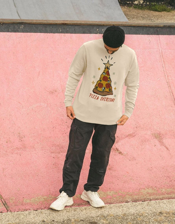 Christmas Sweatshirt Crewneck Graphic Pizza Everyday