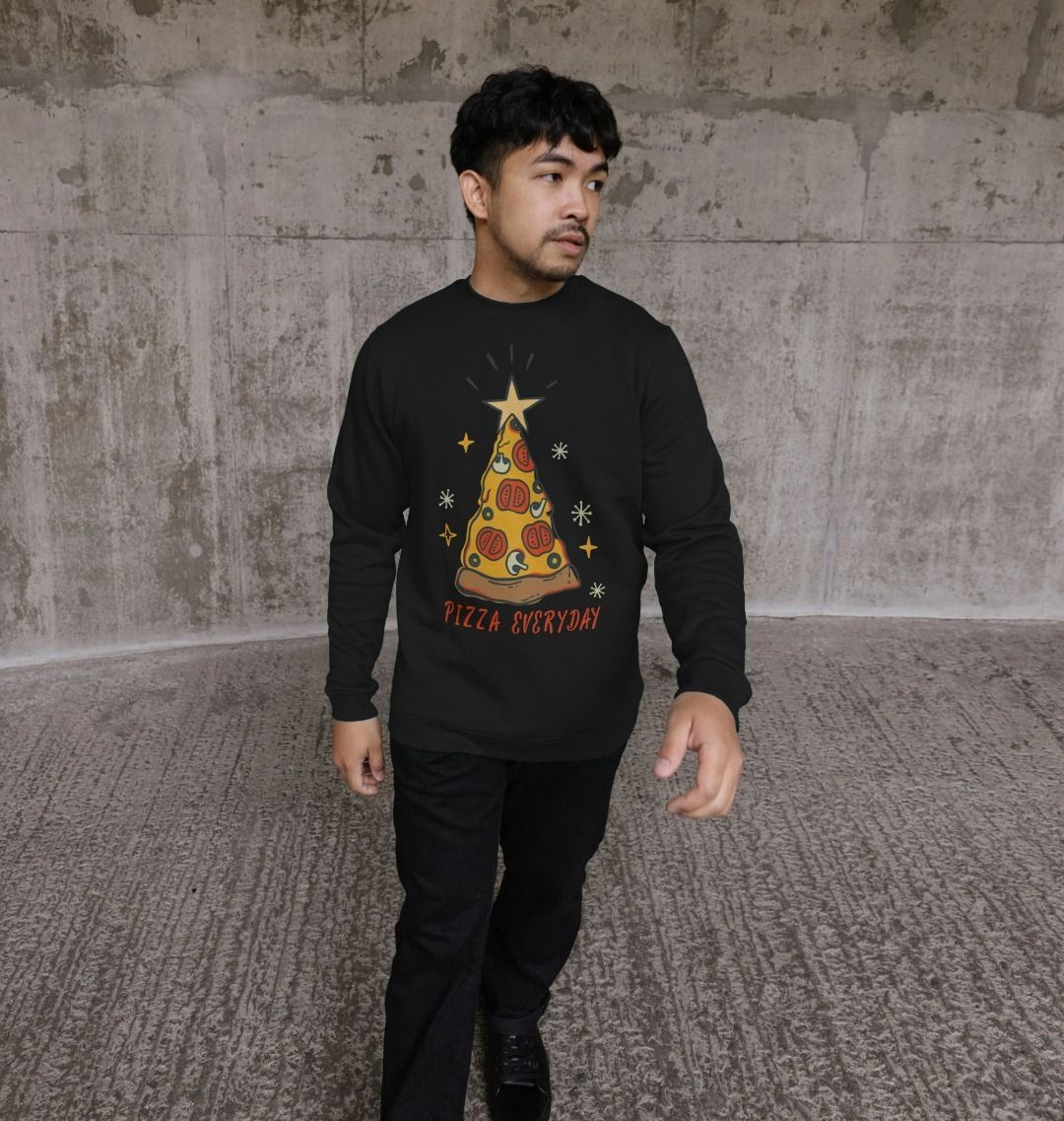 Christmas Sweatshirt Crewneck Graphic Pizza Everyday