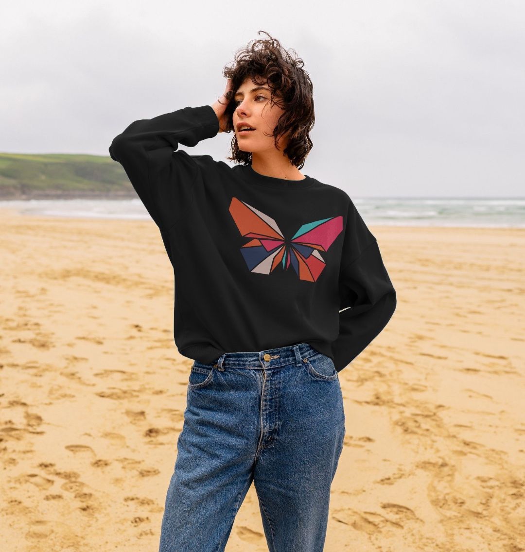 80s Retro Butterfly Sweatshirt Organic Cotton