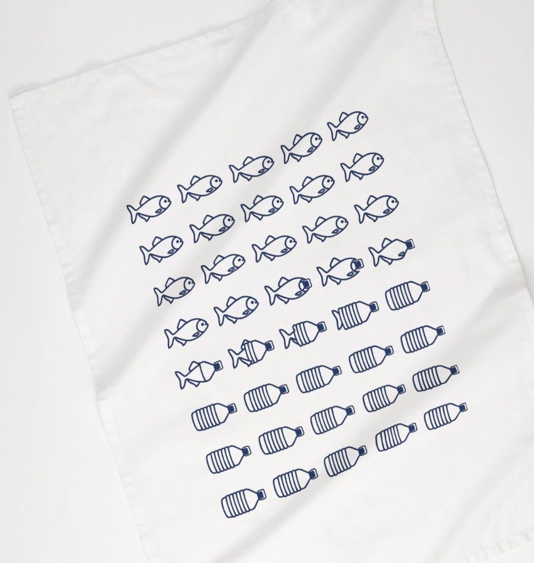 Organic Cotton Tea Towel Plastic Fish Print