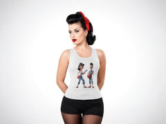 50s Style Organic Cotton Vest Graphic Rockabilly Couple