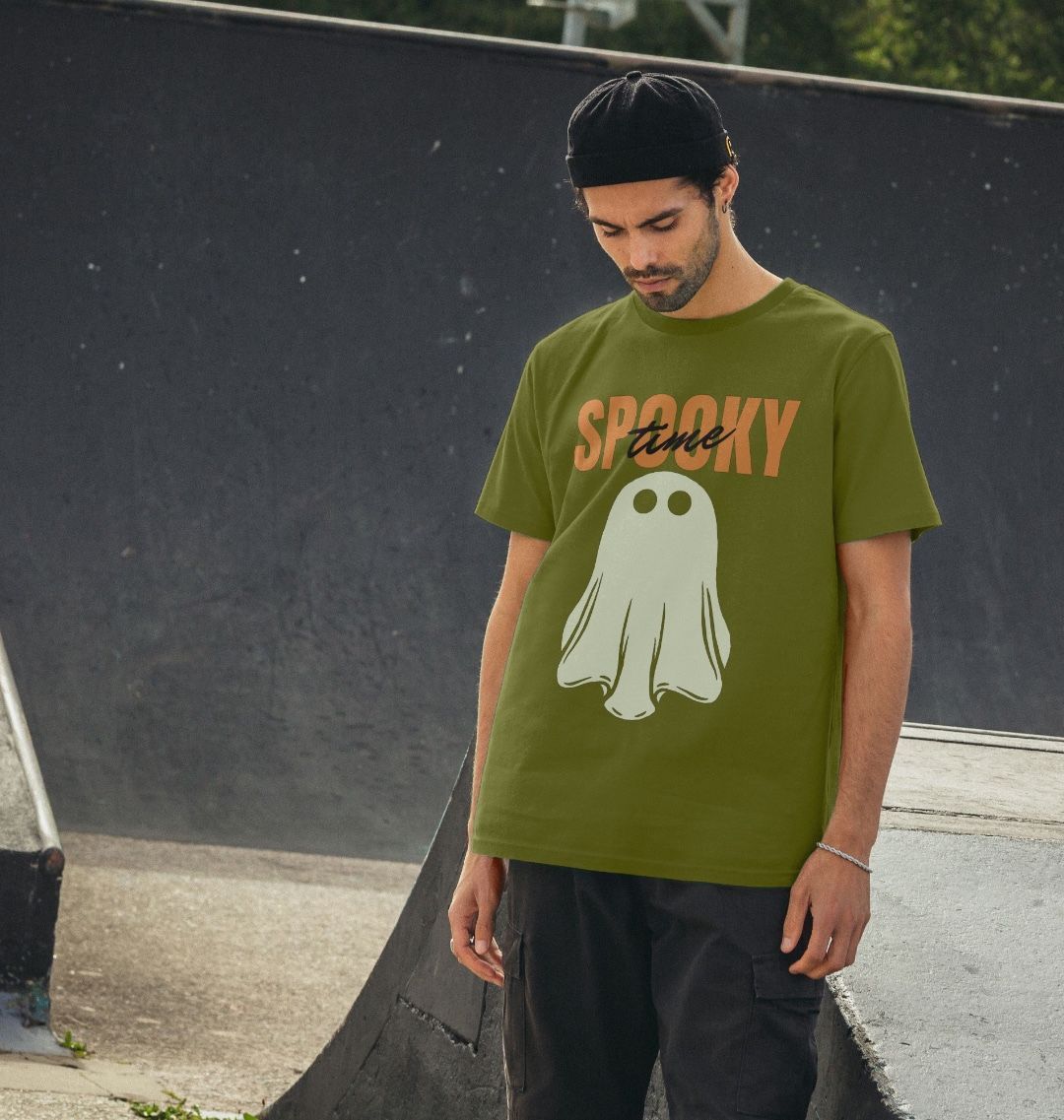 Skater Spooky Time Ghost Organic Cotton T-Shirt