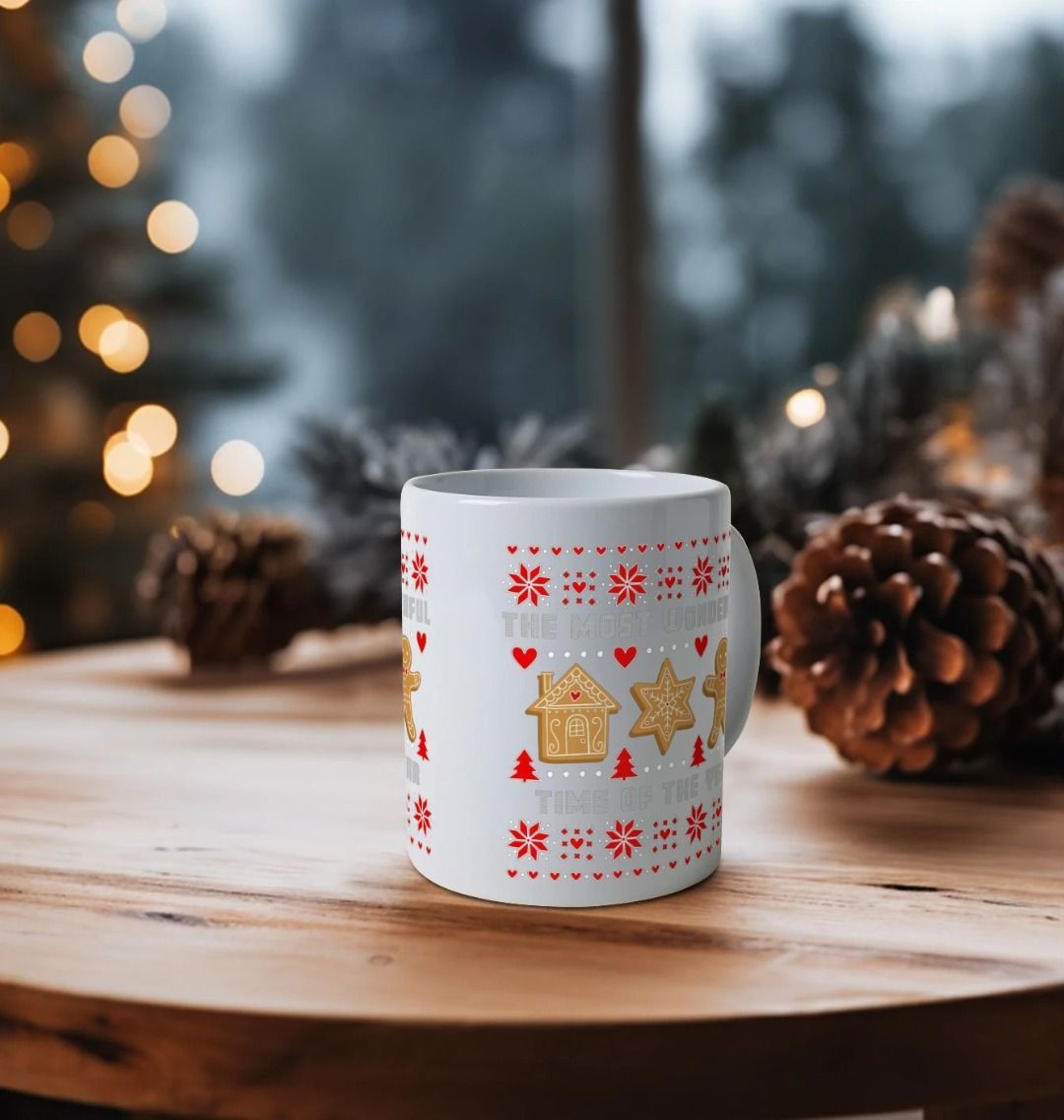 Christmas Gingerbread Graphic Ceramic Mug