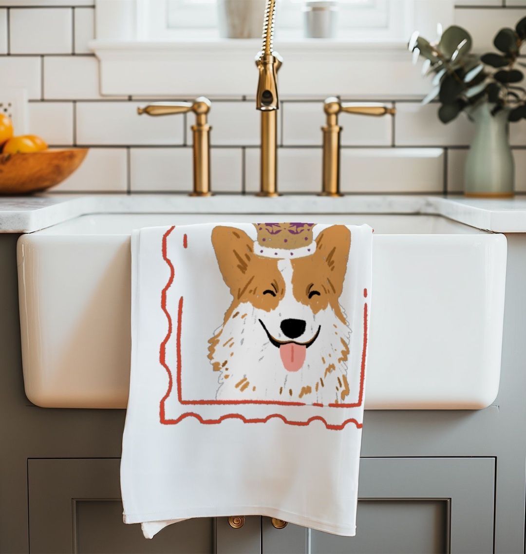 Royal Corgi Organic Cotton Tea Towel