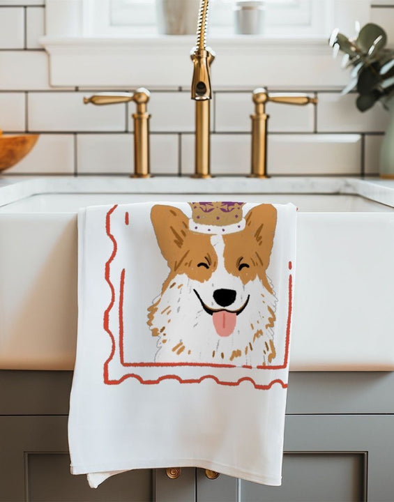 Royal Corgi Organic Cotton Tea Towel