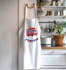 King Charles London Bus Organic Cotton Kitchen Apron