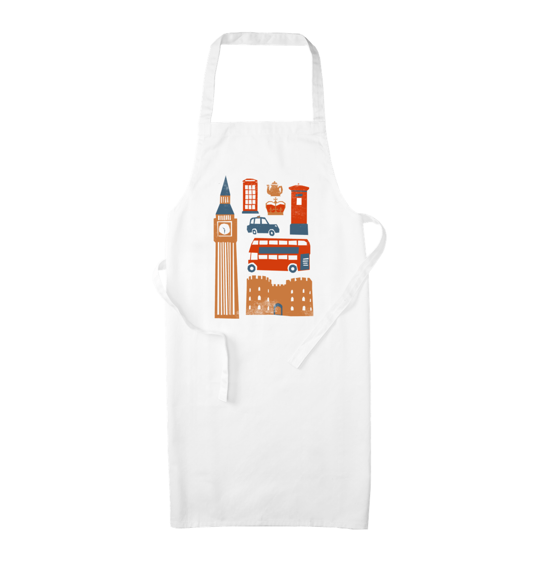 London Kitchen Apron Organic Cotton White One Size