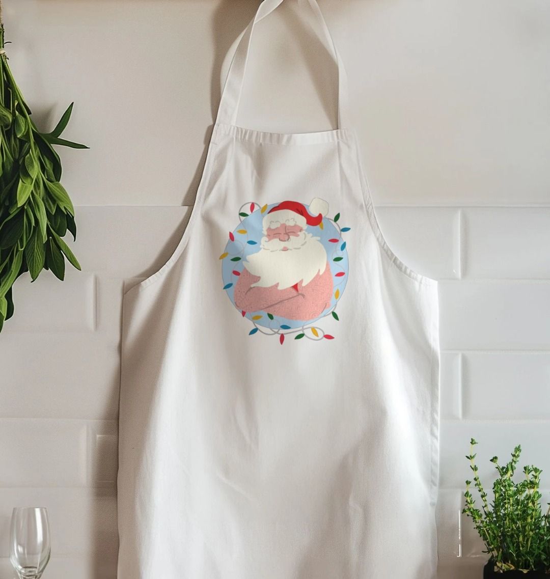 Father Christmas Print Baking Apron