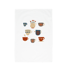 British Tea Cups Organic Cotton Tea Towel White One Size