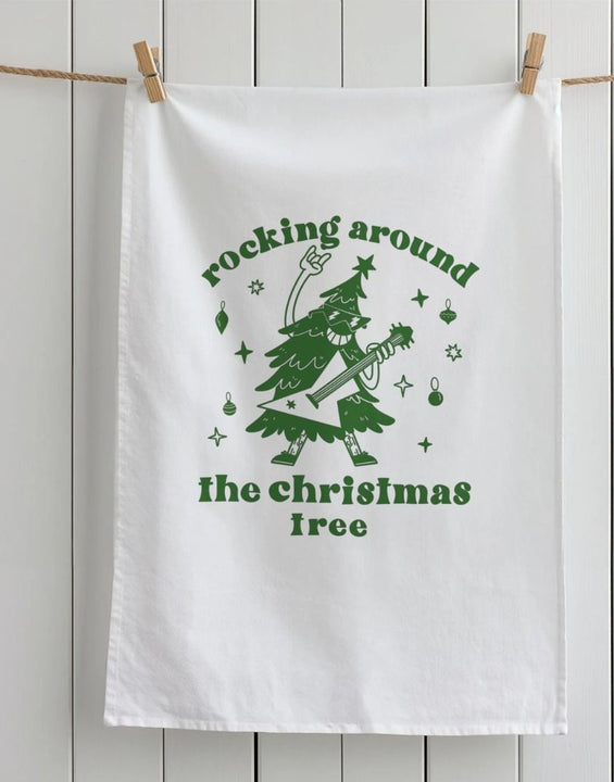 Rocking Around The Christmas Tree Cotton Tea Towel