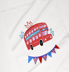 King Charles London Bus Organic Cotton Tea Towel