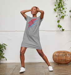 Retro 80s Oversized T Shirt Dress Grey