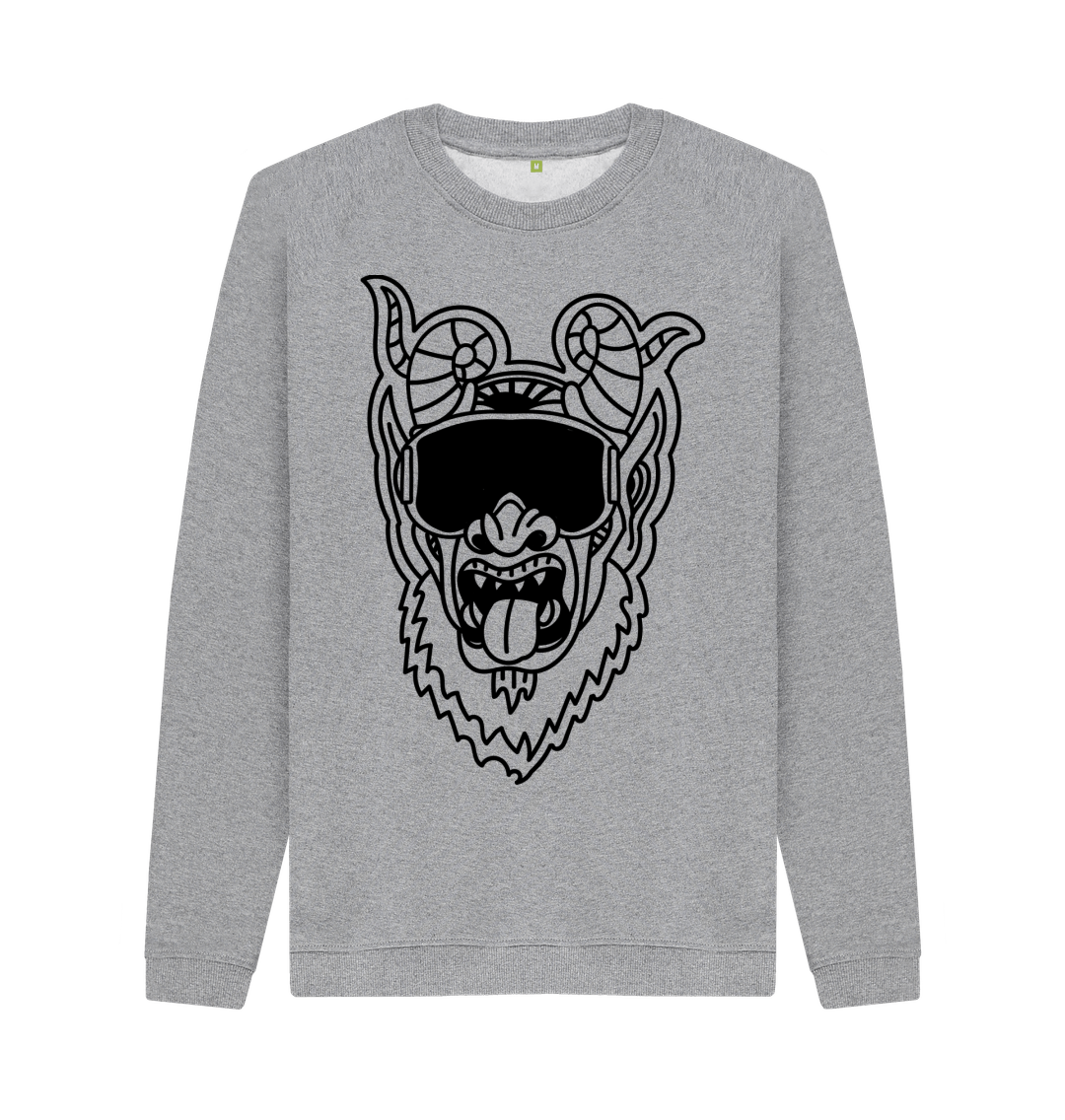 Graphic Crewneck Sweatshirt Monster Comic Light Heather