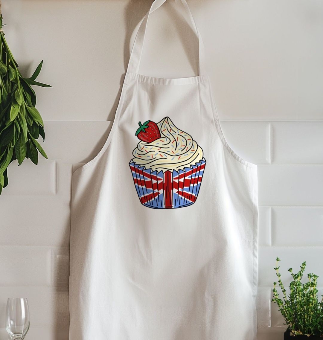 British Cup Cake Organic Cotton Kitchen Apron