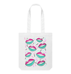 80s Retro Organic Cotton Tote Bag White One Size