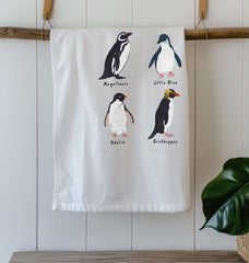 Organic Cotton Tea Towel Types Of Penguins