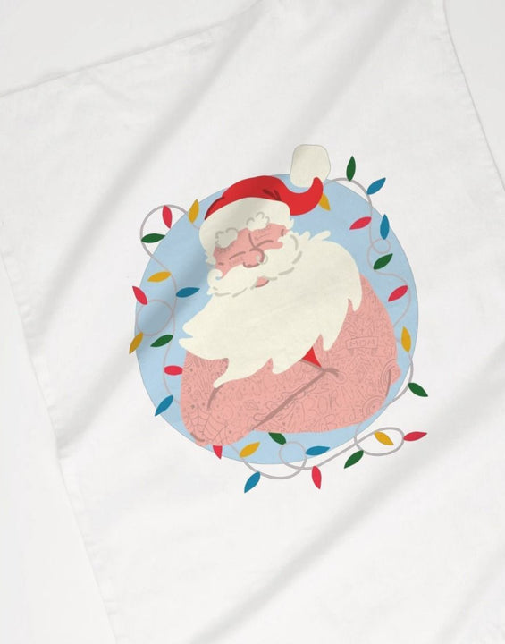 Father Christmas Printed Tea Towel Cotton