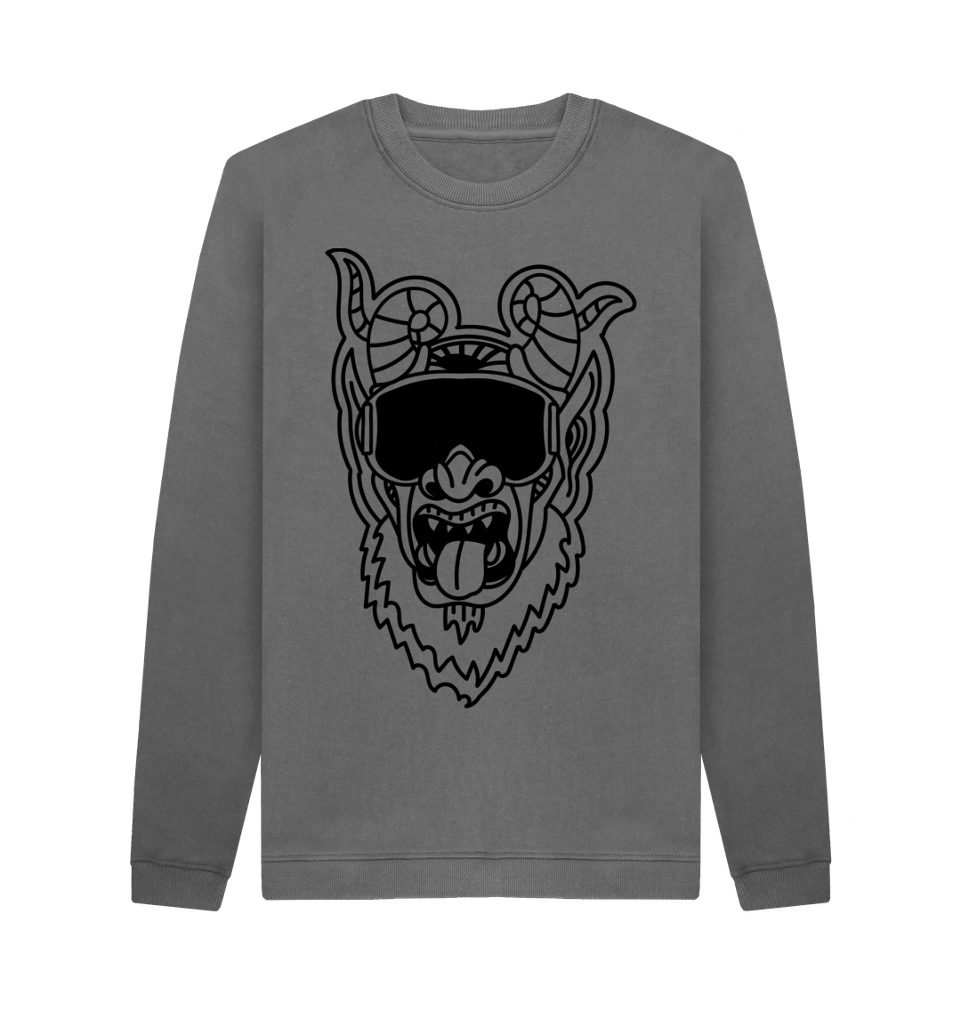 Graphic Crewneck Sweatshirt Monster Comic Slate Grey