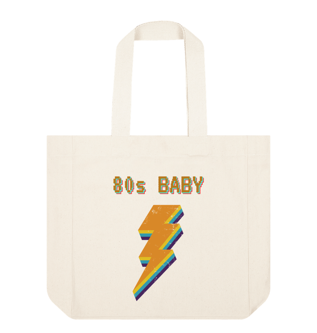 Retro 80s Baby Organic Cotton Tote Bag Natural One Size