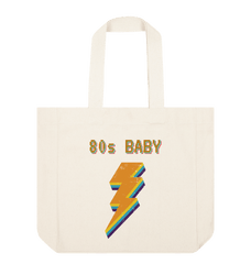 Retro 80s Baby Organic Cotton Tote Bag Natural One Size